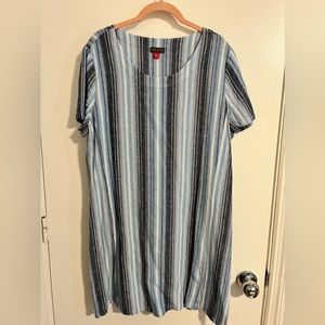 Vince Camuto blue striped linen dress, large